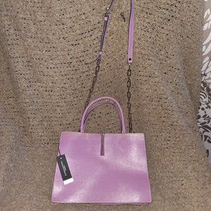 GIANNI CHIARINI-Italy-Dusty Lavender Saffiano Leather-Crossbody/Satchel-NWT